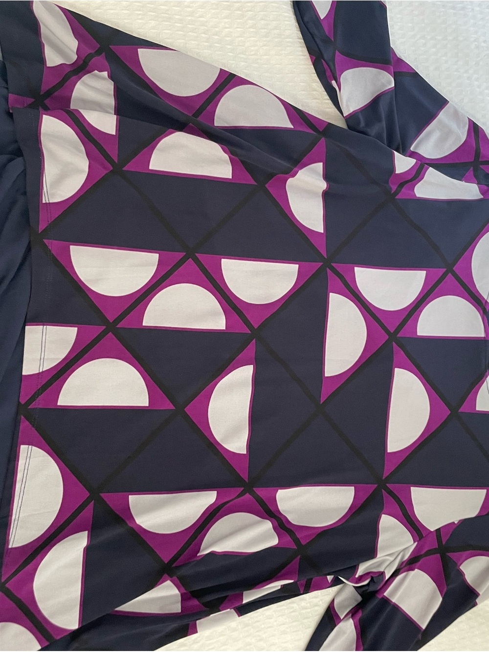 Alfani Navy, Purple & White Geometric Print Top